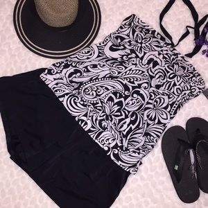 Jantzen 12 Halter Blouson Tankini Short Swimsuit